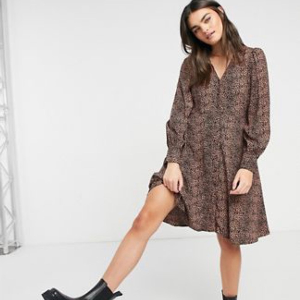 brown and black skater dress
